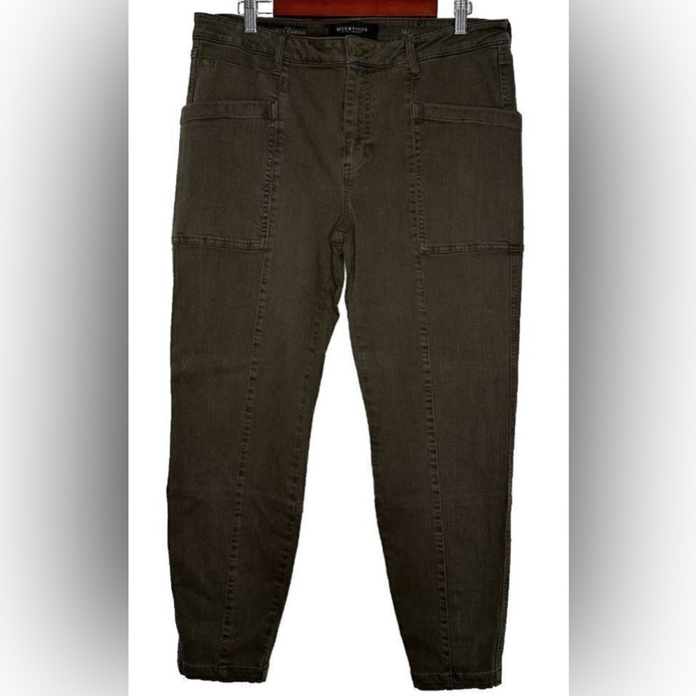 Liverpool Jeans Cypress DK Olive Green The Ankle Cargo Pants Size 16